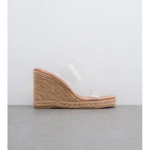 ZARA Vinyl/Clear Wedge Heel Sandal, size US 10